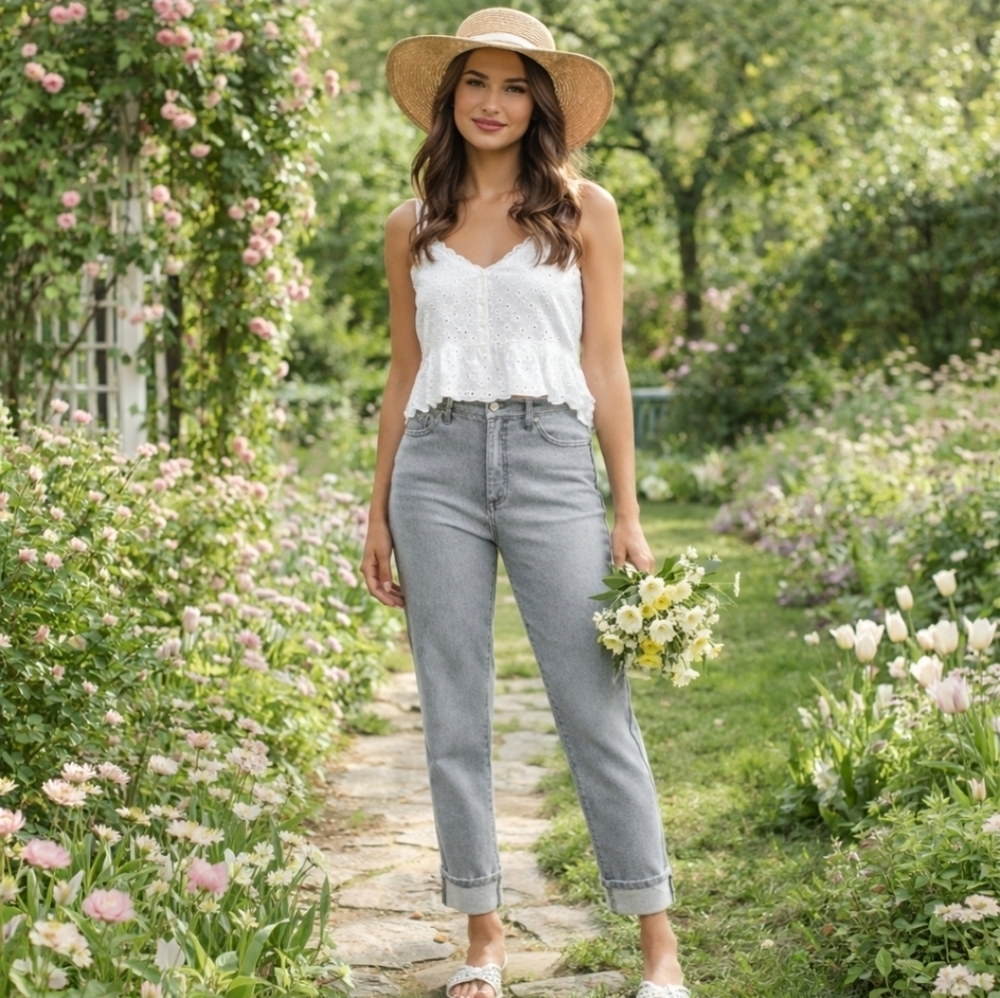 Cropped Jeans Gray Ankle Beatrix Boyfriend By Sofia Vergara 20 1x 2x π€ NWT - Picture 8 of 11